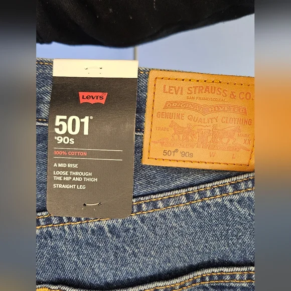 Levi's 501 Original Fit Straight Leg Blue Jeans - Picture 7 of 12